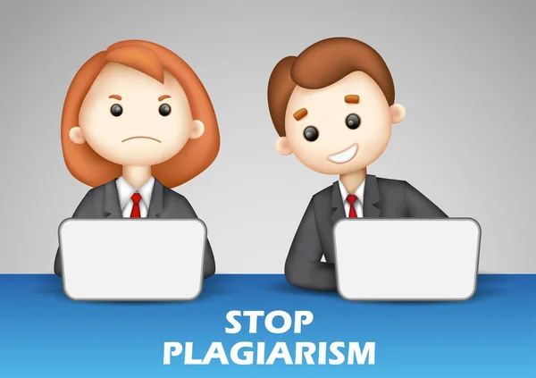Stop plagiaat, stelen en kopiëren van ideeën en gedachten van originele en authentieke concepten — Stockvector