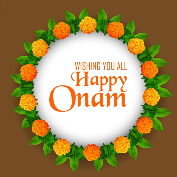 Happy Onam vakantie festival achtergrond van Kerala Zuid-India — Stockvector