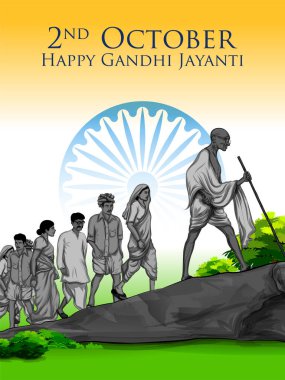 India background with Nation Hero and Freedom Fighter Mahatma Gandhi popularly known as Bapu for 2nd October Gandhi Jayanti clipart