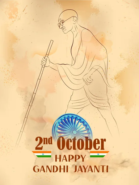 India achtergrond met Nation Hero en Freedom Fighter Mahatma Gandhi in de volksmond bekend als Bapu voor 2 oktober Gandhi Jayanti — Stockvector