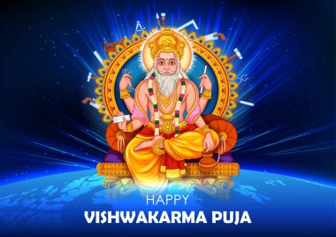 Hindu God Vishwakarma, an architect, and divine engineer of universe clipart