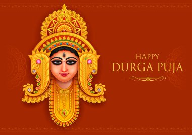 Durga Puja Subh Navratri 'deki Durga Surat Tanrıçası Dini afiş arka planı