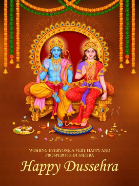 Ram ve Sita, Dussehra Navratri festivali için Ram Darbar 'da.