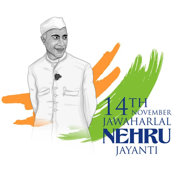 Fondo indio con héroe de la nación y luchador por la libertad Jawaharlal Nehru Orgullo de la India para el 14 de noviembre Feliz Día de los Niños — Vector de stock