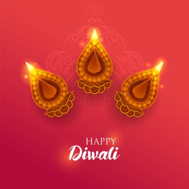 Hindistan 'ın ışık festivali için Mutlu Diwali Tatil arka planında yanan diya' nın bir gösterimi