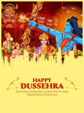 Lord Rama 'nın Dussehra Navratri festivalinde Ravana' yı öldürüşünün resmi.