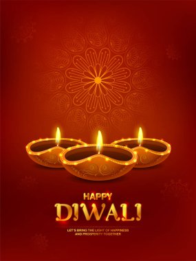 Hindistan 'ın ışık festivali için Mutlu Diwali Tatil arka planında yanan diya' nın bir gösterimi