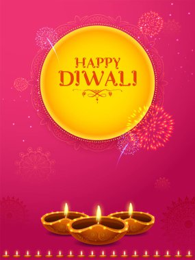 Hindistan 'ın ışık festivali için Mutlu Diwali Tatil arka planında yanan diya' nın bir gösterimi