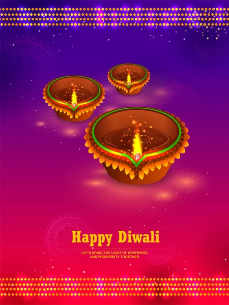 Ilustración Quema Diya Happy Diwali Fondo Vacaciones Para Festival Luz — Vector de stock