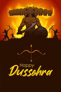 Lord Rama 'nın Dussehra Navratri festivalinde Ravana' yı öldürüşünün resmi.