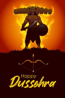 Ravana 'nın Dussehra için hazırladığı Navratri festivali için on başlı resmi.