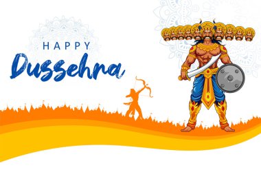 Lord Rama 'nın Dussehra Navratri festivalinde Ravana' yı öldürüşünün resmi.