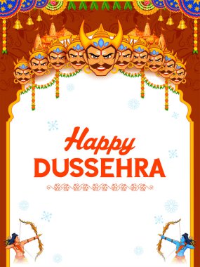 Lord Rama 'nın Dussehra Navratri festivalinde Ravana' yı öldürüşünün resmi.
