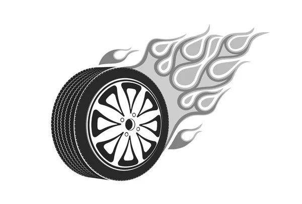 Koła Samochodów Ogonem Płomienia — Wektor stockowy