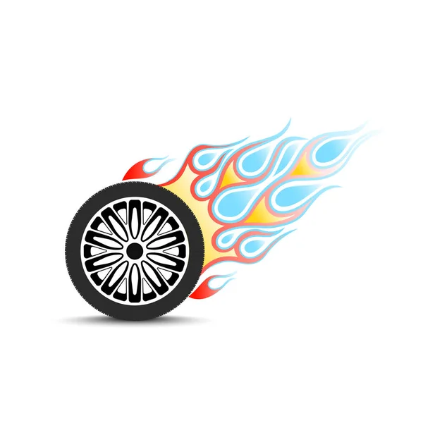 Car Wheel Tail Flame — Stock Vector