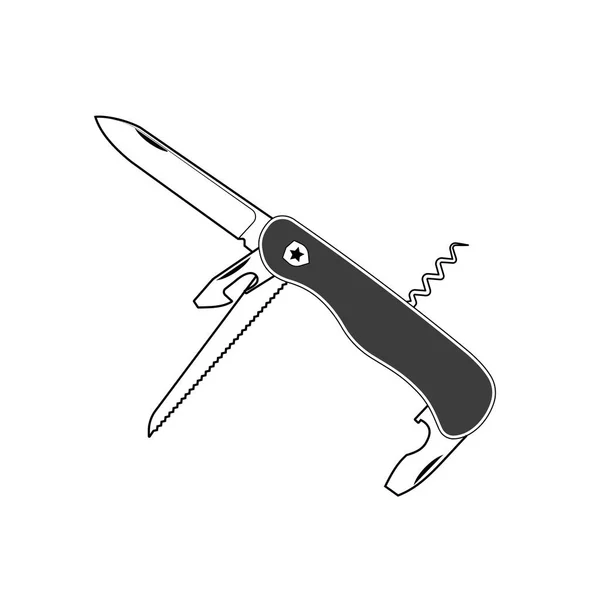 白い背景の上のポケット ナイフ図 — ストックベクタ