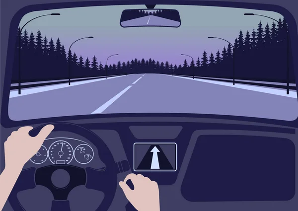 Zicht Weg Van Auto Interieur Vectorillustratie — Stockvector