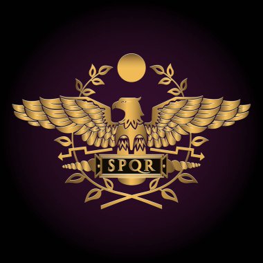 Golden symbol of a Roman eagle vector illustration. clipart