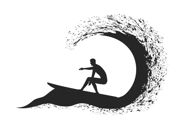 Surfer Motion Ocean Wave — Stock Vector