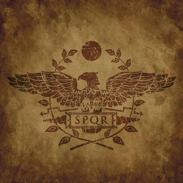 Logo Des Römischen Adlers Auf Einer Alten Schäbigen Textur — Stockvektor