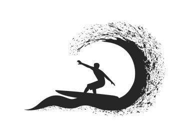 Sörfçü dalga okyanus üzerinde hareket.