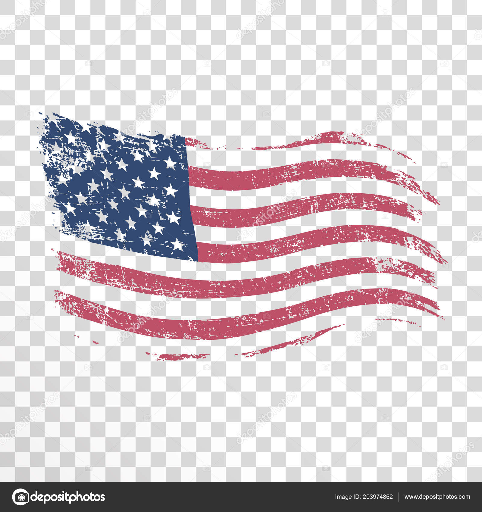 Download American Flag Grunge Style Transparent Background — Stock ...