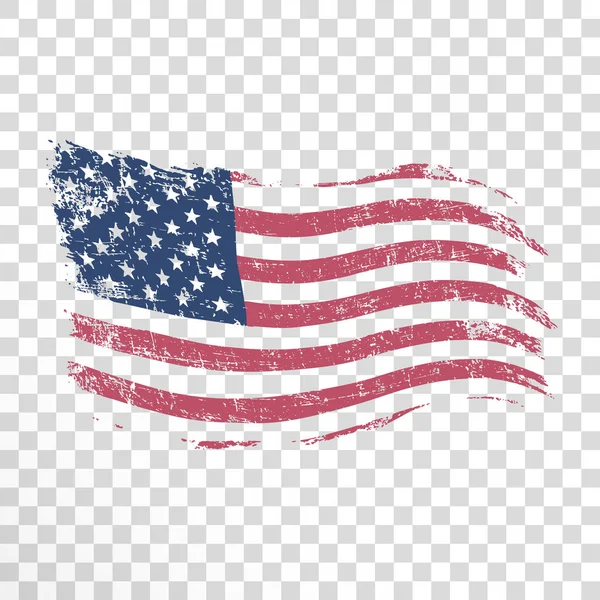 Amerikaanse Vlag Grunge Stijl Transparante Achtergrond — Stockvector