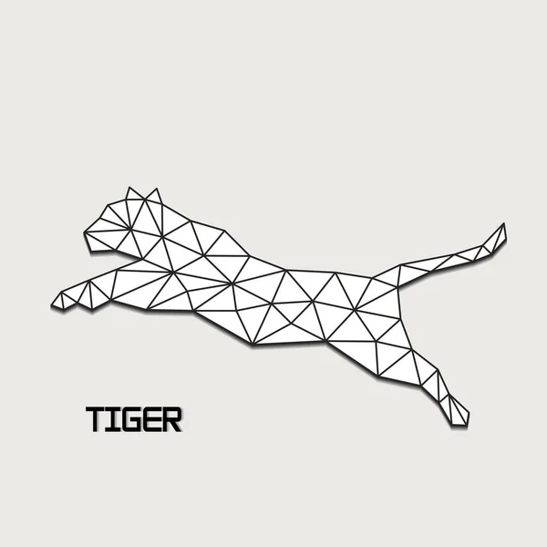 Tigre Saltando Forma Abstracta Polígonos — Vector de stock