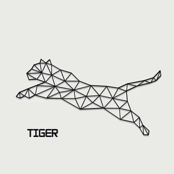Hoppande Tiger Abstrakt Form Från Polygoner — Stock vektor
