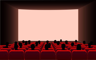 İnsanlar sinema ekran arka plan üzerinde.