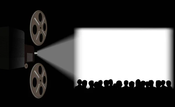 Les Gens Dans Cinéma Sur Fond Écran — Image vectorielle