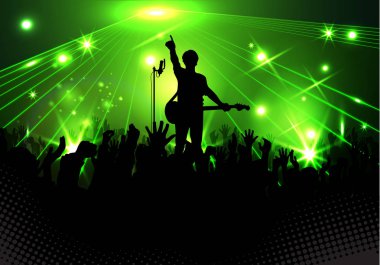 Konser rock sanatçı neşeli çıplak seyirci salonu vecto