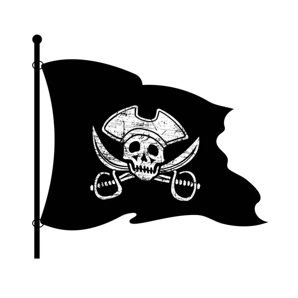 Bandiera Nera Della Pirateria Sfondo Bianco — Vettoriale Stock