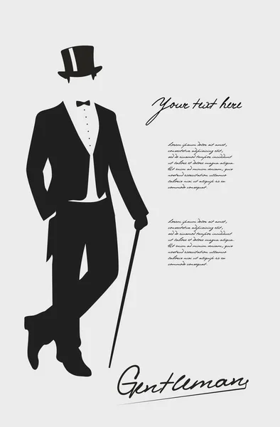 Silhouette Gentleman Tuxedo — Stock Vector