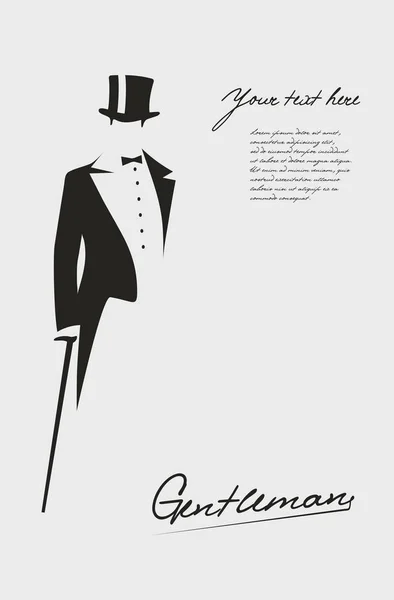 Silhouette Gentleman Smoking — Image vectorielle