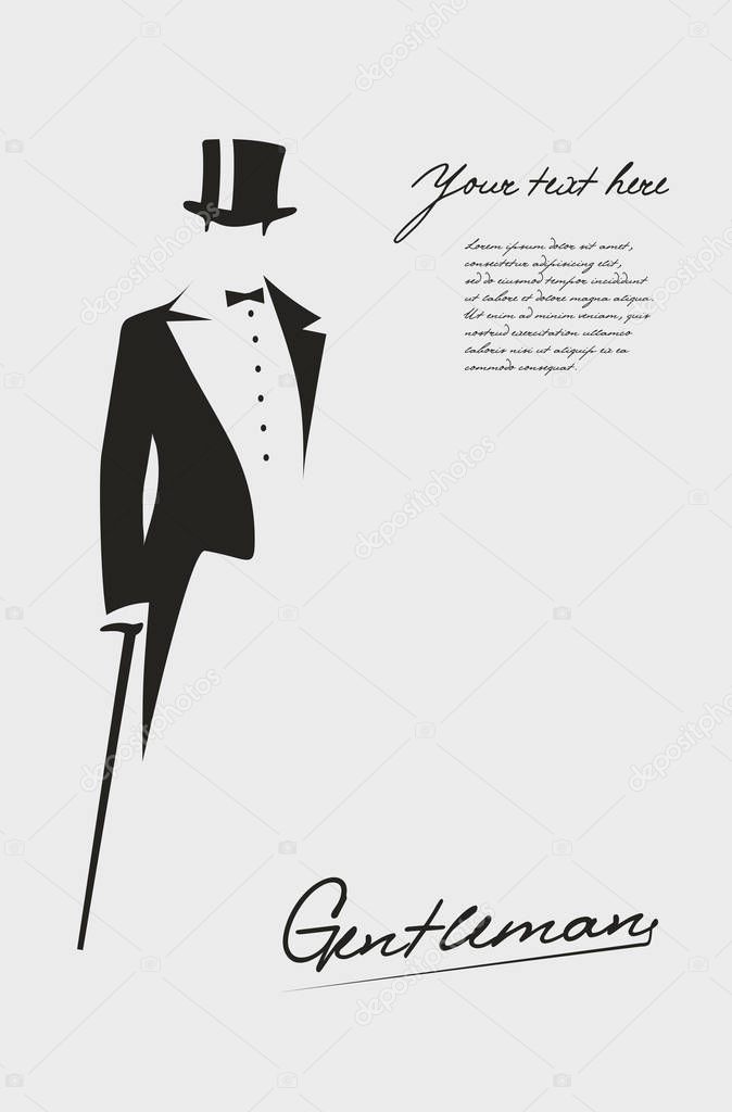 Silhouette of a gentleman in a tuxedo.