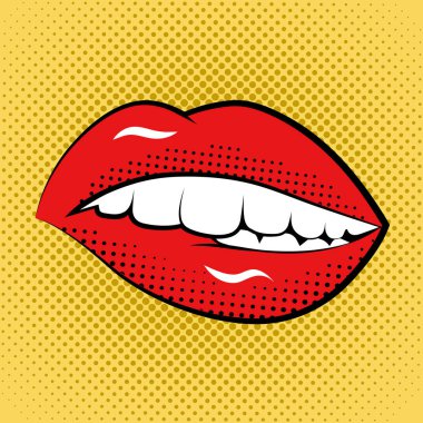 Pop Art kadın Retro tarzı sanat Yazdır dudakları.