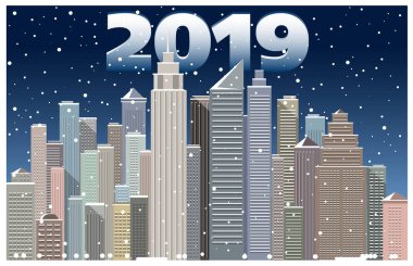 Şehir New Year's manzara