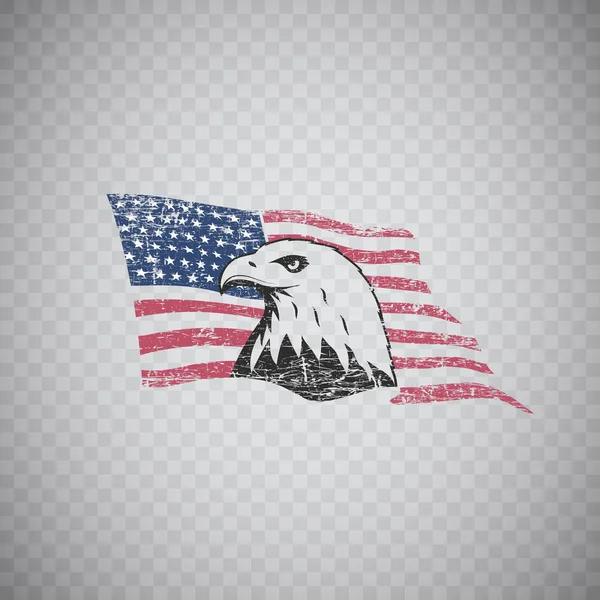 Pygargue Tête Blanche Symbole Amérique Nord Sur Fond Grunge Avec — Image vectorielle