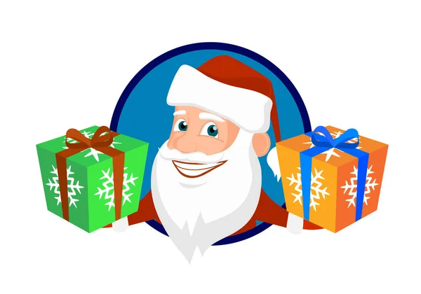 Veselý Santa Claus Dárky Vektorové Ikony — Stockový vektor