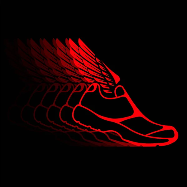 Icono Abstracto Zapatillas Deportivas Con Alas Dinámica — Vector de stock