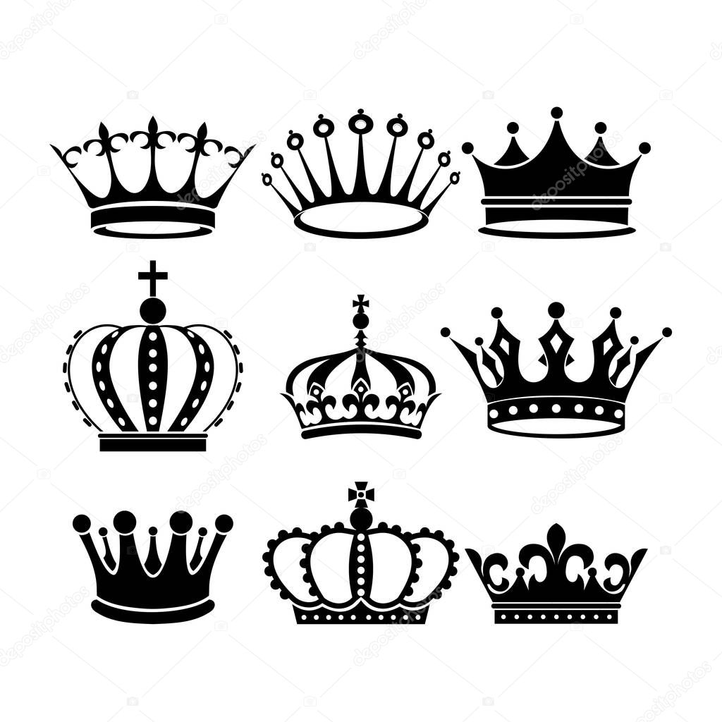 Download Crown Icon Set Heraldic Symbol Vector Illustration — Stock ...