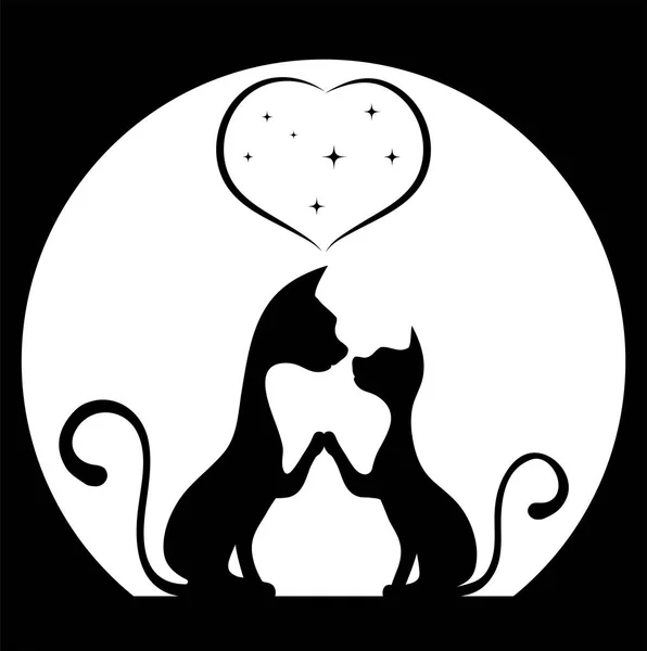 Romantic Meeting Cats Vector Illustration — Stock Vector