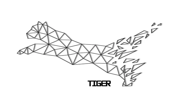 Salto Forma Astratta Tigre Poligoni — Vettoriale Stock