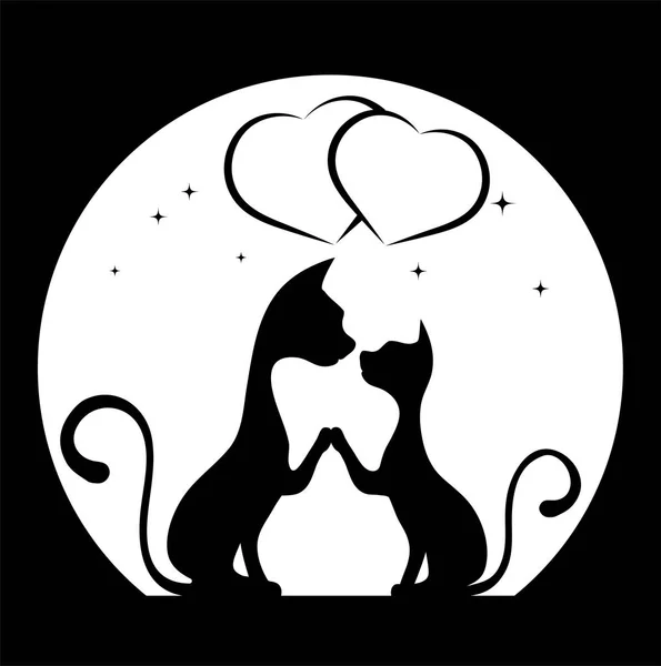 猫のベクトル図のロマンチックな出会い — ストックベクタ