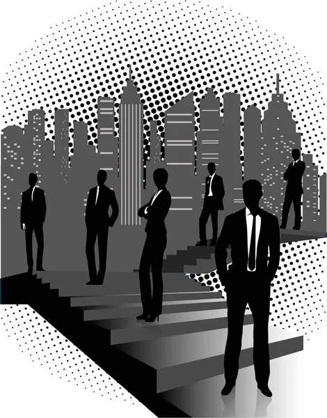 Business Background Business People Standing Stairs Con — Stock Vector