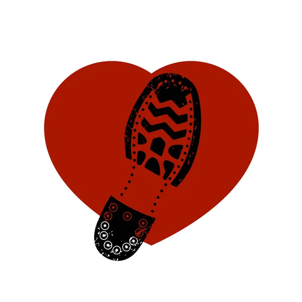 Sole Boot Presses Heart Vector Icon — Stock Vector