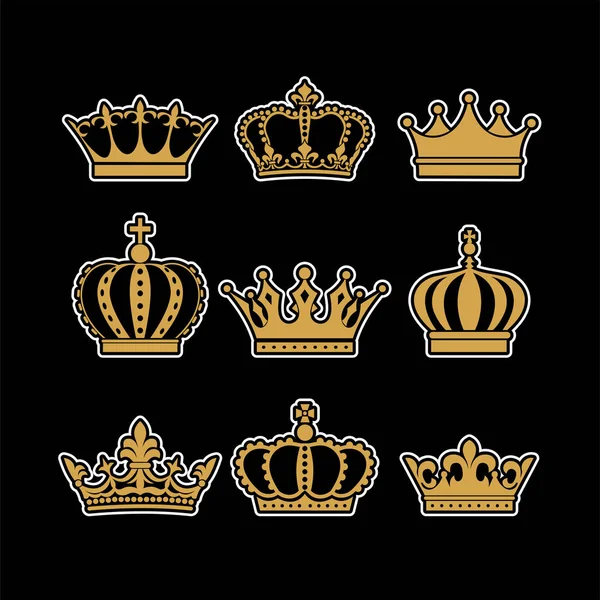 Krone Icon Set heraldisches Symbol Vektor Illustration. — Stockvektor