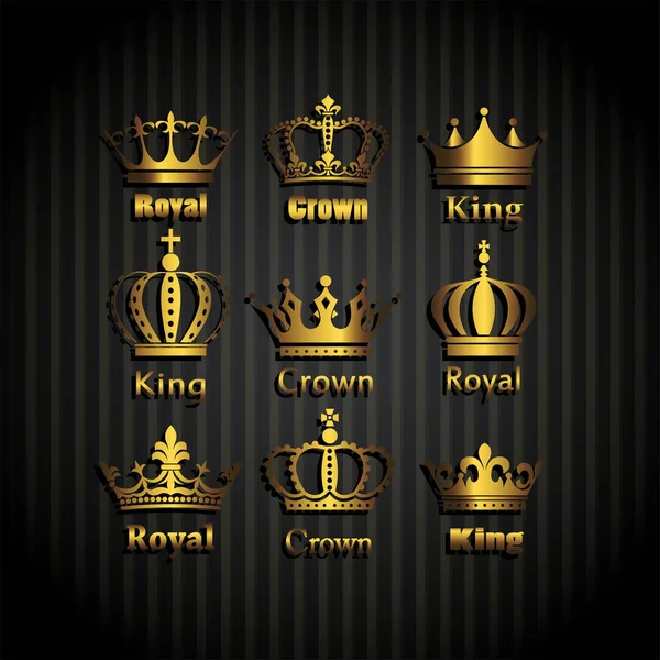 Crown icon set heraldic symbol vector illustration. — Stock Vector