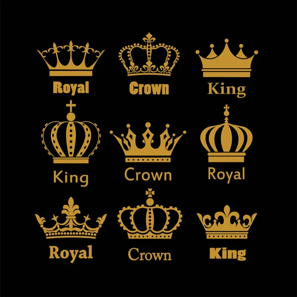 Krone Icon Set heraldisches Symbol Vektor Illustration. — Stockvektor